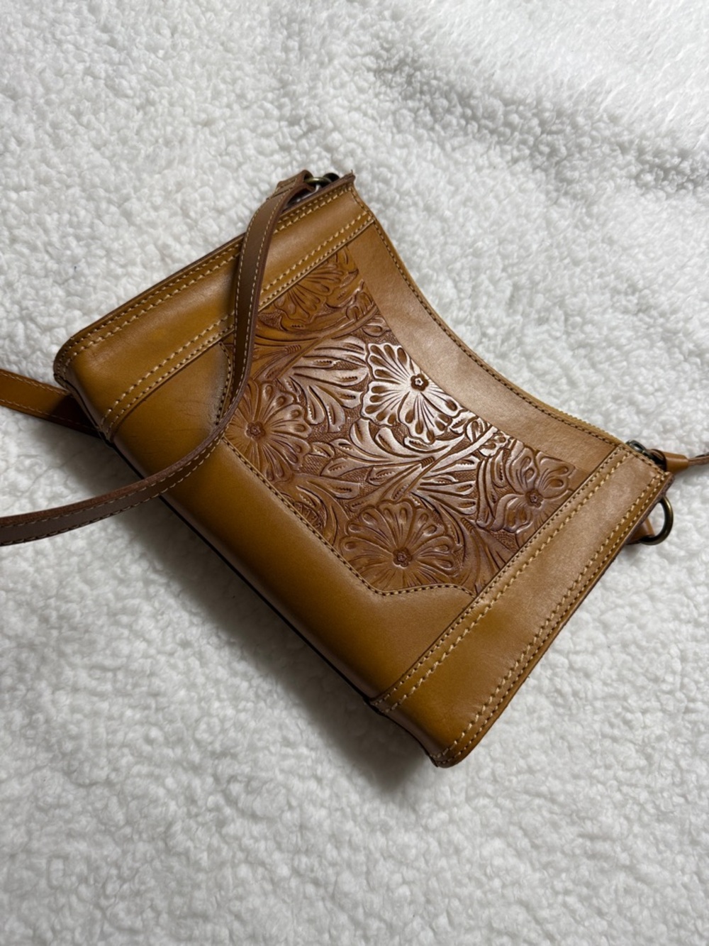 FRYE Brown Tooled Leather Crossbody Bag brown Retired - Picture 3 of 10